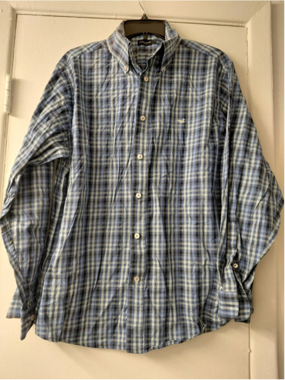 Southern Marsh Shirt Mens Large Blue Plaid Long Sleeve Button Down Casual